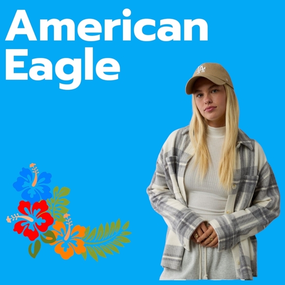 NWT - AMERICAN EAGLE GRAY PLAID FLEECE OVERSIZED SHACKET - SIZE XL - Picture 9 of 9